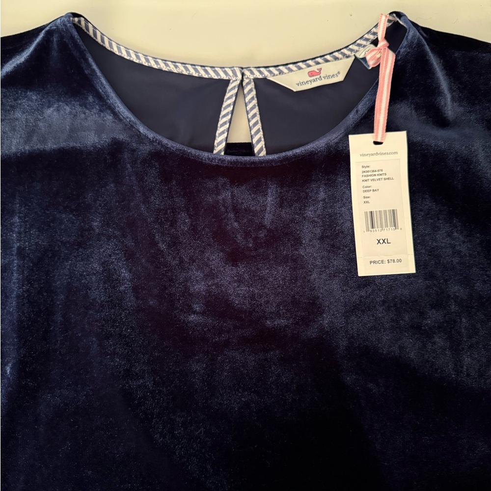 Vineyard Vines Navy Velvet Top XXL